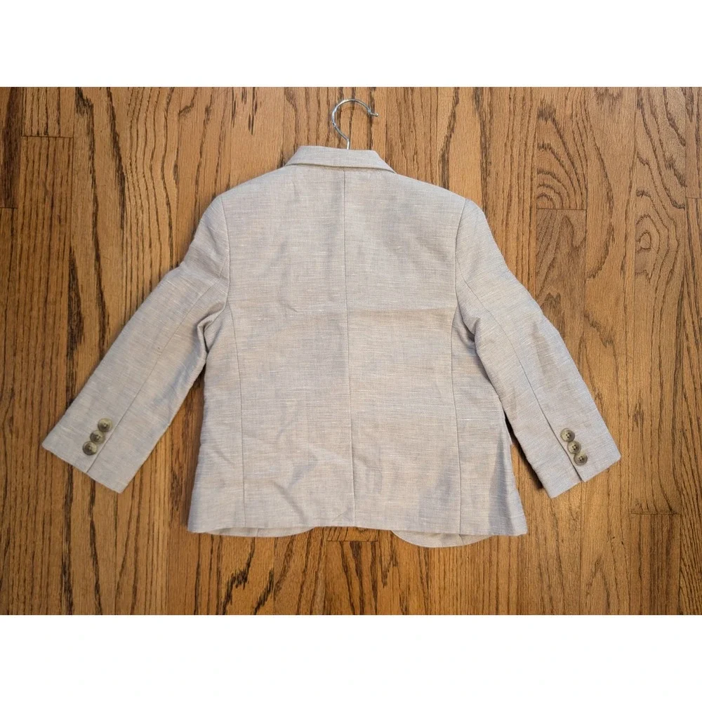 Janie and Jack Boys 2T 3-Piece Suit Set Grey Blazer Pants Cap Outfit Linen Blend